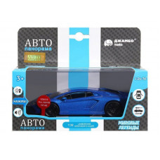Машина "АВТОПАНОРАМА" Lamborghini Aventador S Coupe, синий, 1/32, свет, звук, в/к 17,5*12,5*6,5 см