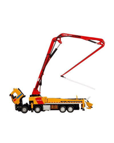 Машина "АВТОПАНОРАМА" Volvo бетононасос, желтый, 1/50, свет, звук, в/к 28*14*10 см