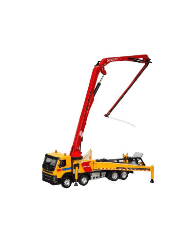 Машина "АВТОПАНОРАМА" Volvo бетононасос, желтый, 1/50, свет, звук, в/к 28*14*10 см