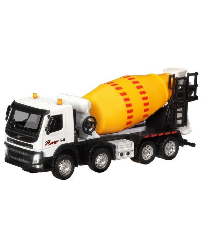 Машина "АВТОПАНОРАМА" Volvo бетономешалка, белый, 1/50, свет, звук, в/к 28*14*10 см