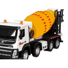Машина "АВТОПАНОРАМА" Volvo бетономешалка, белый, 1/50, свет, звук, в/к 28*14*10 см