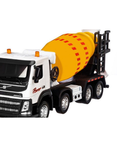 Машина "АВТОПАНОРАМА" Volvo бетономешалка, белый, 1/50, свет, звук, в/к 28*14*10 см