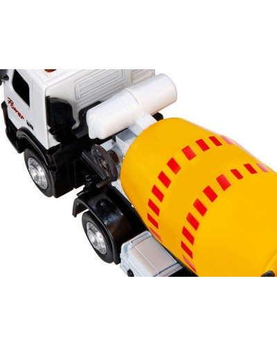 Машина "АВТОПАНОРАМА" Volvo бетономешалка, белый, 1/50, свет, звук, в/к 28*14*10 см