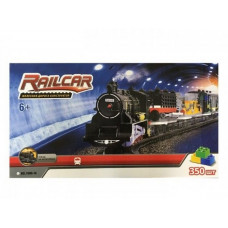 Железная дорога HQ 350 деталей, с локомотивом на батарейках, вагоны черный и черный