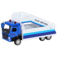 Машина "АВТОПАНОРАМА" VOLVO FM "Пассажирский трап", синий, 1/72, инерция, в/к 17,5*13*6,5 см