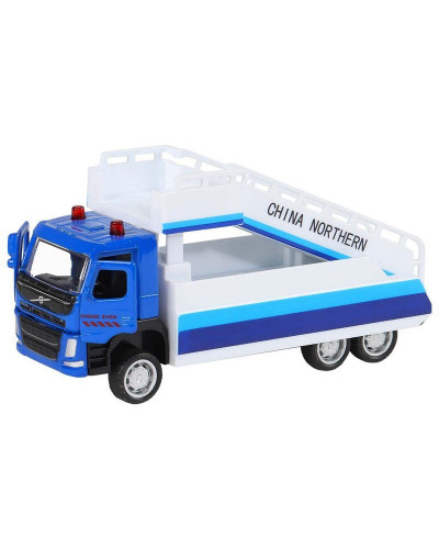 Машина "АВТОПАНОРАМА" VOLVO FM "Пассажирский трап", синий, 1/72, инерция, в/к 17,5*13*6,5 см