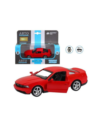 Машина "АВТОПАНОРАМА" Ford Mustang GT, красный, 1/43, инерция, откр. двери, в/к 17,5*12,5*6,5 см