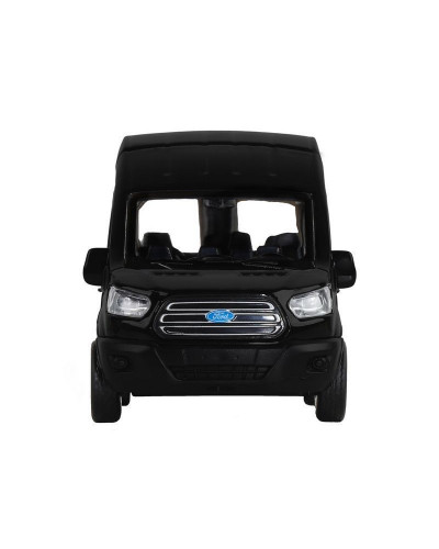 Машина "АВТОПАНОРАМА" Ford Transit, черный, 1/52, инерция, откр. двери, в/к 17,5*12,5*6,5 см