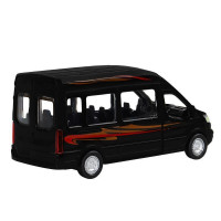 Машина "АВТОПАНОРАМА" Ford Transit, черный, 1/52, инерция, откр. двери, в/к 17,5*12,5*6,5 см