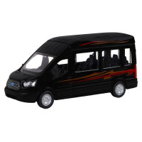Машина "АВТОПАНОРАМА" Ford Transit, черный, 1/52, инерция, откр. двери, в/к 17,5*12,5*6,5 см