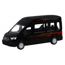 Машина "АВТОПАНОРАМА" Ford Transit, черный, 1/52, инерция, откр. двери, в/к 17,5*12,5*6,5 см
