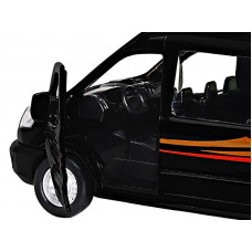 Машина "АВТОПАНОРАМА" Ford Transit, черный, 1/52, инерция, откр. двери, в/к 17,5*12,5*6,5 см
