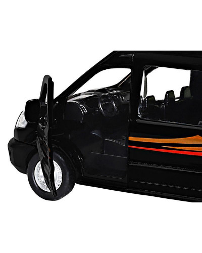 Машина "АВТОПАНОРАМА" Ford Transit, черный, 1/52, инерция, откр. двери, в/к 17,5*12,5*6,5 см