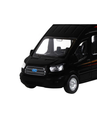 Машина "АВТОПАНОРАМА" Ford Transit, черный, 1/52, инерция, откр. двери, в/к 17,5*12,5*6,5 см