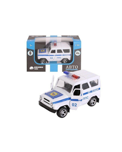 Машина "АВТОПАНОРАМА" "Полиция", белый, 1/50, инерция, в/к 12*7*5,5 см