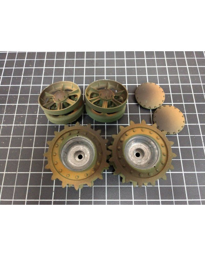 Ведущая звездочка 2 шт и ленивец 2 штуки для танка КВ-1 и КВ-2 (металл)