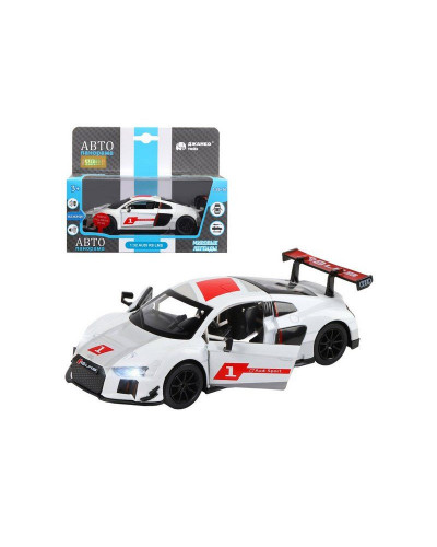 Машина "АВТОПАНОРАМА" AUDI R8, белый перламутр, 1/32, свет, звук, инерция, в/к 17,5*13,5*9 см