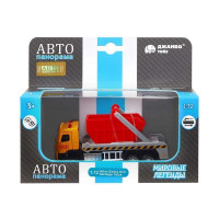 Машина "АВТОПАНОРАМА" VOLVO FM "Мусоровоз", желтый-красный, 1/72, инерция, в/к 17,5*13*6,5 см