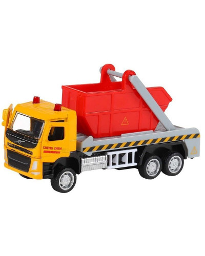 Машина "АВТОПАНОРАМА" VOLVO FM "Мусоровоз", желтый-красный, 1/72, инерция, в/к 17,5*13*6,5 см