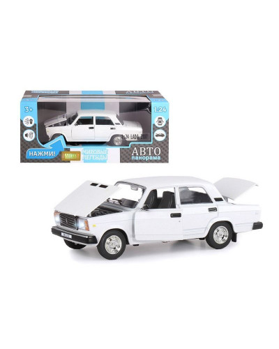Машина "АВТОПАНОРАМА" ВАЗ 2107, 1/24, белый, инерция, в/к 24,5*12,5*10,5 см