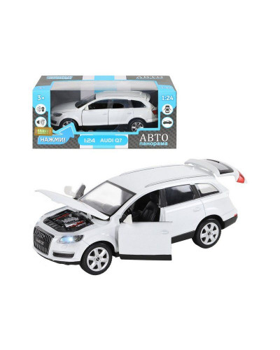 Машина "АВТОПАНОРАМА" Audi Q7, белый, 1/24, свет, звук, в/к 24,5*12,5*10,5 см