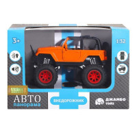 Машина "АВТОПАНОРАМА" "Внедорожник", оранжевый, 1/32, свет, звук, инерция, в/к 19*10*12,5 см