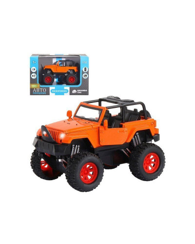 Машина "АВТОПАНОРАМА" "Внедорожник", оранжевый, 1/32, свет, звук, инерция, в/к 19*10*12,5 см