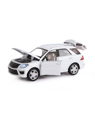 Машина "АВТОПАНОРАМА" Mercedes-Benz ML63 AMG, белый, 1/32, свет, звук, инерция, в/к 17,5*13,5*9 см