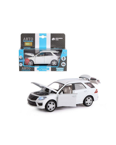 Машина "АВТОПАНОРАМА" Mercedes-Benz ML63 AMG, белый, 1/32, свет, звук, инерция, в/к 17,5*13,5*9 см