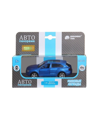 Машина "АВТОПАНОРАМА" BENTLEY BENTAYGA, синий, 1/45, инерция, в/к 17,5*12,5*6,5 см