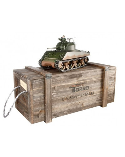Р/У танк Torro Sherman M4A3, 1/16  2.4G, ВВ-пушка, деревянная коробка