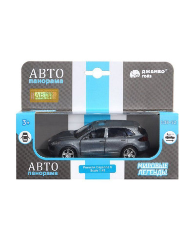 Машина "АВТОПАНОРАМА" Porsche Cayenne S, серый перламутр, 1/43, инерция, в/к 17,5*12,5*6,5 см