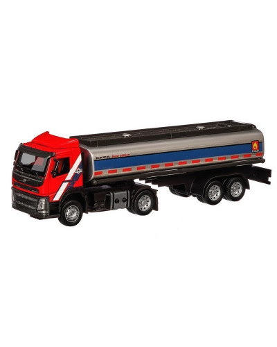 Машина "АВТОПАНОРАМА" Volvo бензовоз, красный, 1/50, свет, звук, в/к 28*14*10 см
