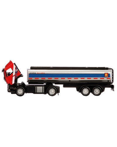 Машина "АВТОПАНОРАМА" Volvo бензовоз, красный, 1/50, свет, звук, в/к 28*14*10 см