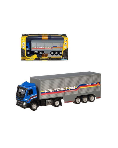 Машина "АВТОПАНОРАМА" Volvo, синий, 1/50, свет, звук, в/к 28*14*10 см