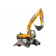 Машина "АВТОПАНОРАМА" ЭКСКАВАТОР НА КОЛЕСАХ, 1/50, оранжевый, свет, звук, в/к 25*10*13 см