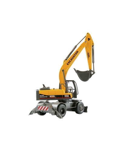 Машина "АВТОПАНОРАМА" ЭКСКАВАТОР НА КОЛЕСАХ, 1/50, оранжевый, свет, звук, в/к 25*10*13 см