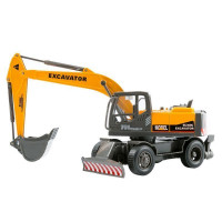 Машина "АВТОПАНОРАМА" ЭКСКАВАТОР НА КОЛЕСАХ, 1/50, оранжевый, свет, звук, в/к 25*10*13 см