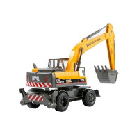 Машина "АВТОПАНОРАМА" ЭКСКАВАТОР НА КОЛЕСАХ, 1/50, оранжевый, свет, звук, в/к 25*10*13 см