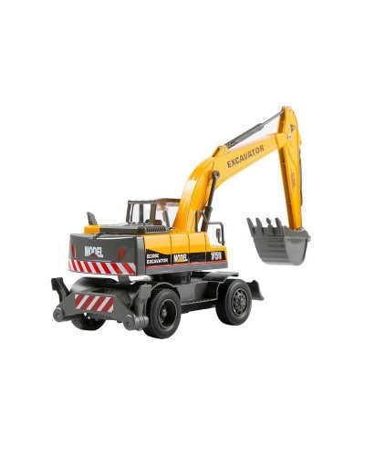Машина "АВТОПАНОРАМА" ЭКСКАВАТОР НА КОЛЕСАХ, 1/50, оранжевый, свет, звук, в/к 25*10*13 см