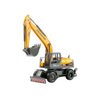 Машина "АВТОПАНОРАМА" ЭКСКАВАТОР НА КОЛЕСАХ, 1/50, оранжевый, свет, звук, в/к 25*10*13 см