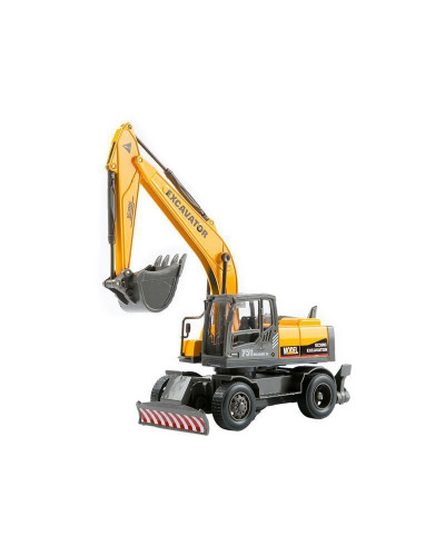 Машина "АВТОПАНОРАМА" ЭКСКАВАТОР НА КОЛЕСАХ, 1/50, оранжевый, свет, звук, в/к 25*10*13 см
