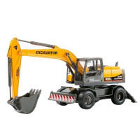 Машина "АВТОПАНОРАМА" ЭКСКАВАТОР НА КОЛЕСАХ, 1/50, оранжевый, свет, звук, в/к 25*10*13 см