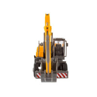 Машина "АВТОПАНОРАМА" ЭКСКАВАТОР НА КОЛЕСАХ, 1/50, оранжевый, свет, звук, в/к 25*10*13 см