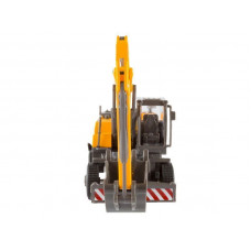 Машина "АВТОПАНОРАМА" ЭКСКАВАТОР НА КОЛЕСАХ, 1/50, оранжевый, свет, звук, в/к 25*10*13 см