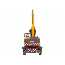 Машина "АВТОПАНОРАМА" ЭКСКАВАТОР НА КОЛЕСАХ, 1/50, оранжевый, свет, звук, в/к 25*10*13 см