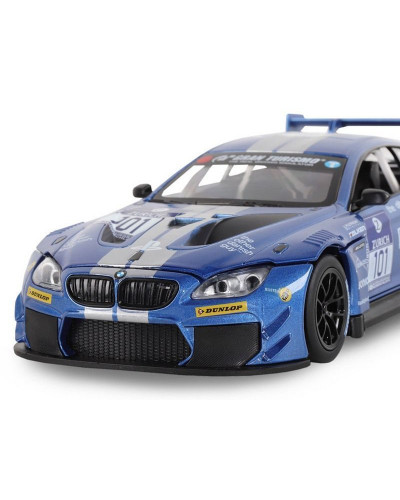Машина "АВТОПАНОРАМА" BMW M6 GT3, синий, 1/24, свет, звук, в/к 24,5*12,5*10,5 см