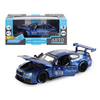 Машина "АВТОПАНОРАМА" BMW M6 GT3, синий, 1/24, свет, звук, в/к 24,5*12,5*10,5 см