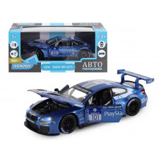 Машина "АВТОПАНОРАМА" BMW M6 GT3, синий, 1/24, свет, звук, в/к 24,5*12,5*10,5 см