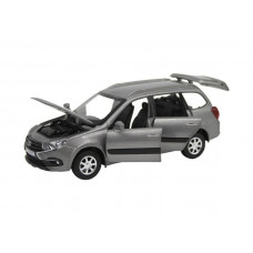 Машина "АВТОПАНОРАМА" LADA GRANTA CROSS, серый, 1/24, свет, звук, инерция, в/к 24,5*12,5*10,5 см